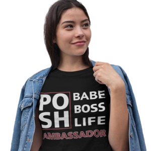 Posh t-shirt adult unisex Ambassador Babe Boss Life black t-shirt crewneck